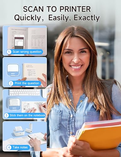 Grey Portable Thermal Sticker Printer with 1 Roll Sticker Paper L2499