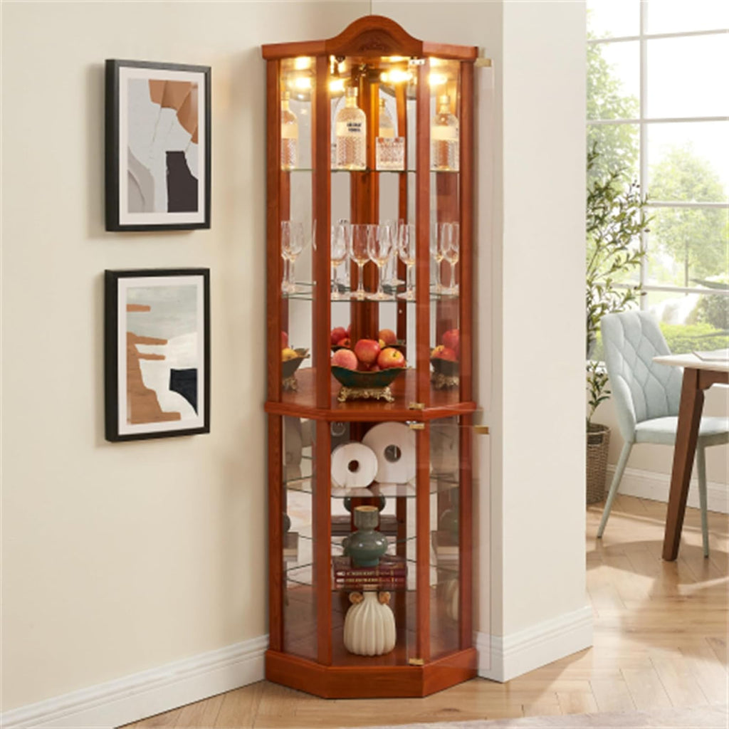 Curio Glass Corner Cabinet with Lights B206984