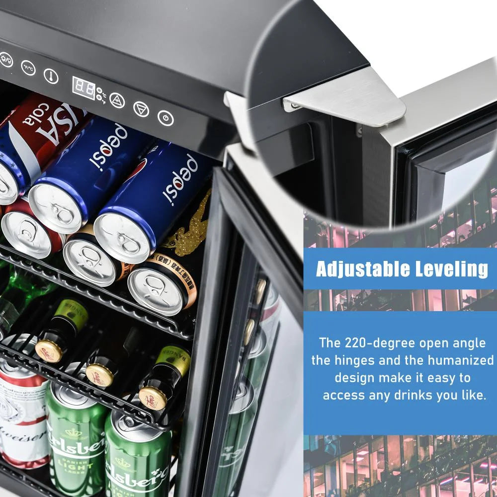 15 Inch Beverage Refrigerator Under Counter Built-in Wine Cooler Mini Fridge Clear Glass Door N288903