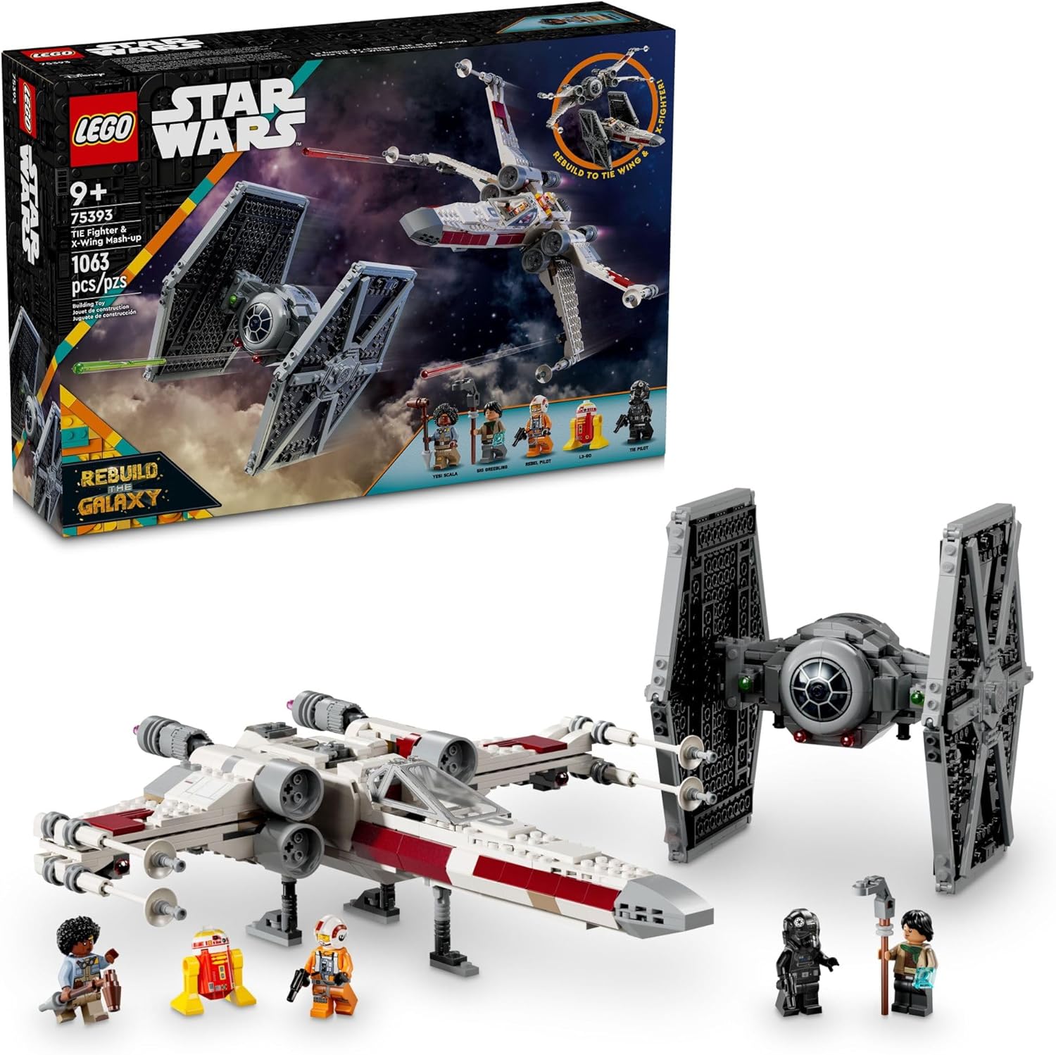TIE Fighter & X-Wing Building Set with 4 Minifigures B50409