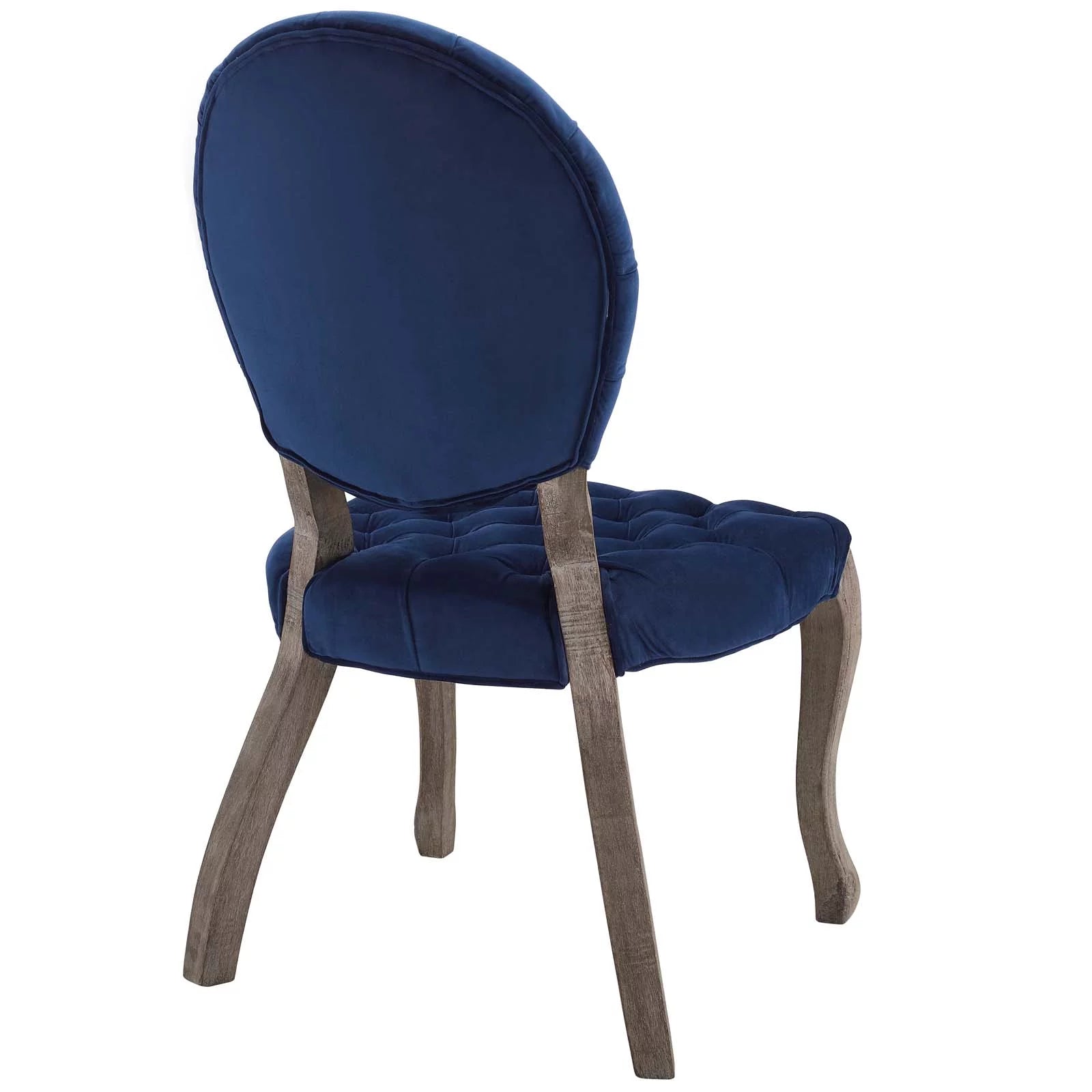 Navy Blue Velvet Wood Side Chair X7724