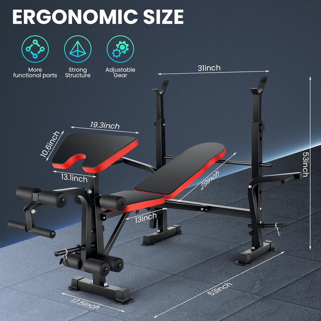 Adjustable Olympic Weight Bench Set with Preacher Curl & Leg Developer Z275889