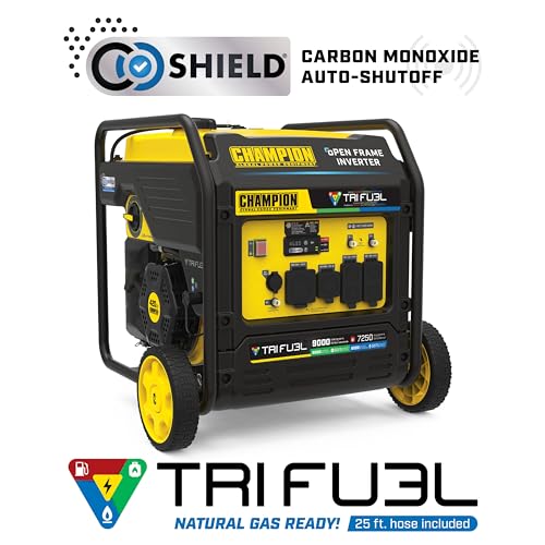 9000-Watt Electric Start Tri Fuel Portable Open Frame Inverter Generator A5121