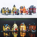 LED Lighted Christmas Village Houses with Figurines U1016