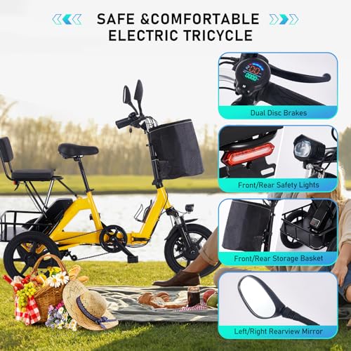 350W Folding Electric Tricycle with 480Wh Removable Battery and 2 Seats E86082