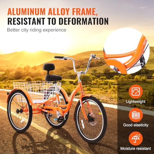 24 Inch Aluminum Alloy Three-Wheeled Tricycle (Orange) Y924796