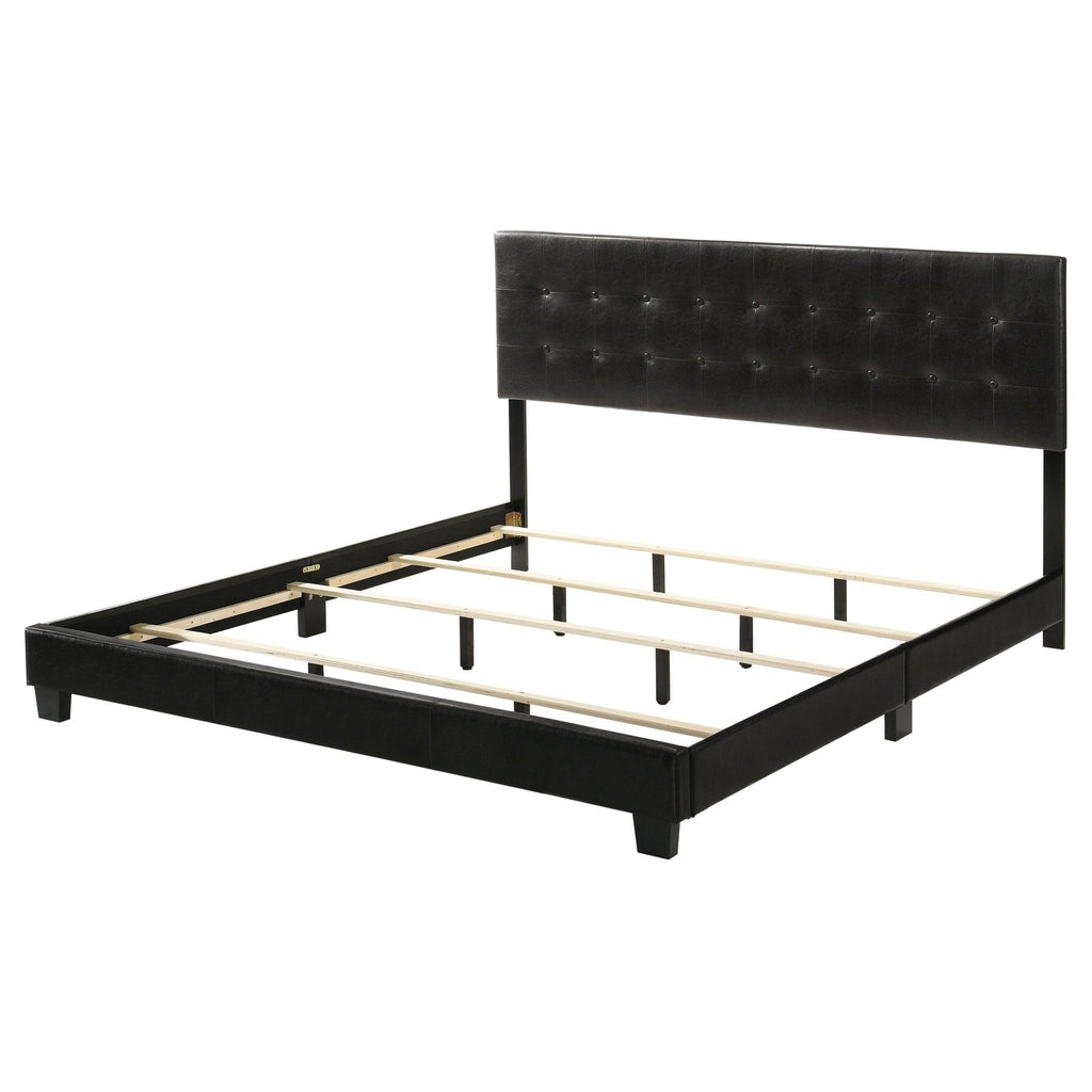 Black Faux Leather Twin Bed Q611795