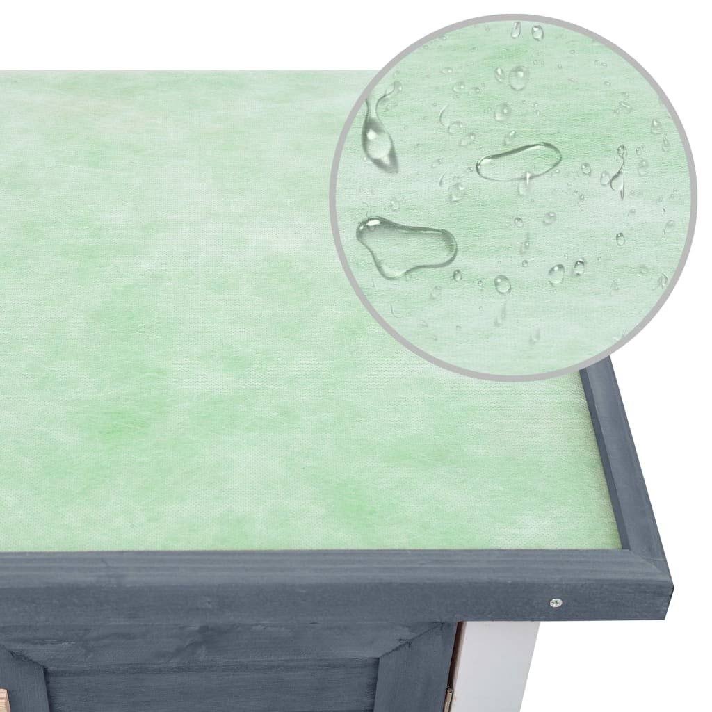 Gray Wood Rabbit Hutch with 2 Trays A69105