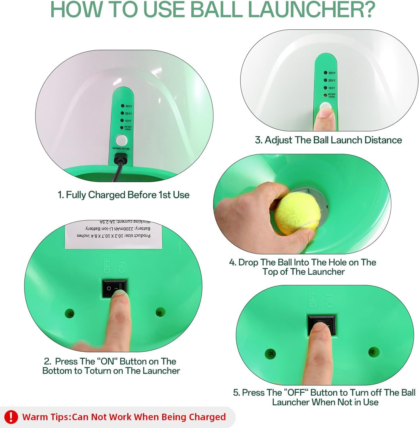 Automatic Ball Launcher with 12 Tennis Balls (Green) R3384