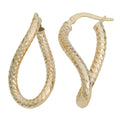 Yellow Gold Diamond-cut Oval Hoop Earrings I35816