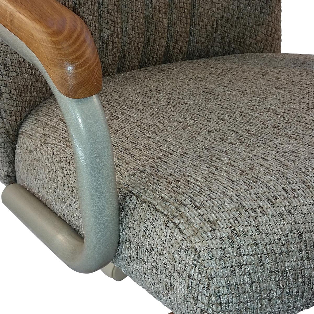 Swivel Tilt Caster Arm Chair in Wheat Tweed Fabric V506012