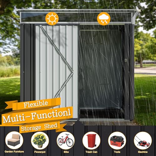 5x3 FT Outdoor Storage Shed with Window, Slate Gray C795737