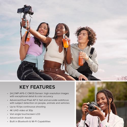 Black Mirrorless Camera with RF-S18-45mm Lens Kit, 24.2 Megapixel CMOS Sensor, 4K Video A36246