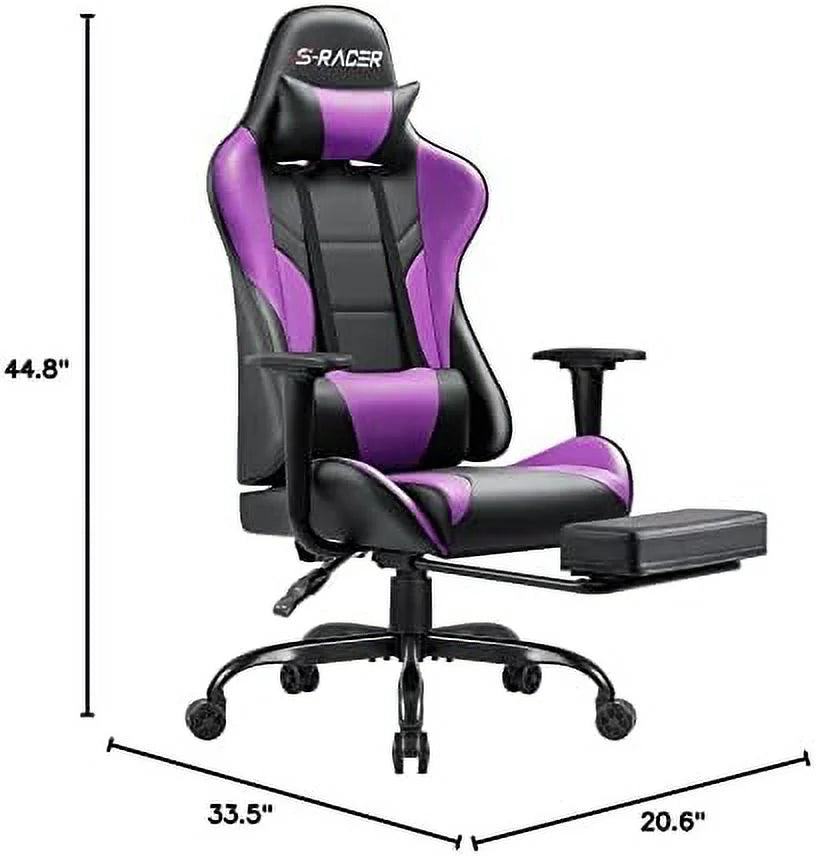 Black Ergonomic Gaming Chair with Footrest N591668