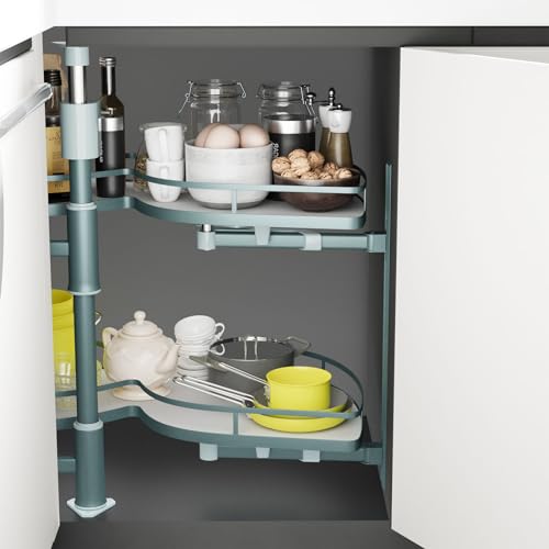 2 Tier Swing Tray Blind Corner Cabinet Organizer Z848