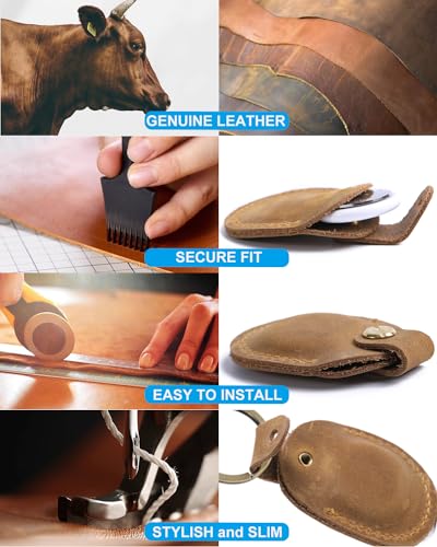 Brown Leather Airtag Holder Keychain Y5188