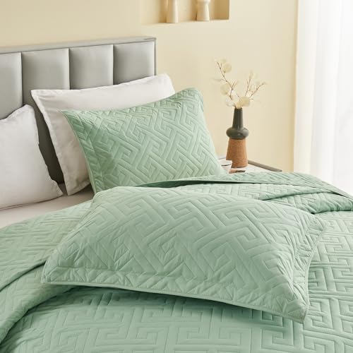 Oversized King Blue Reversible Lightweight Quilted Coverlet Set 1 Quilt 2 Pillow Shams Y418
