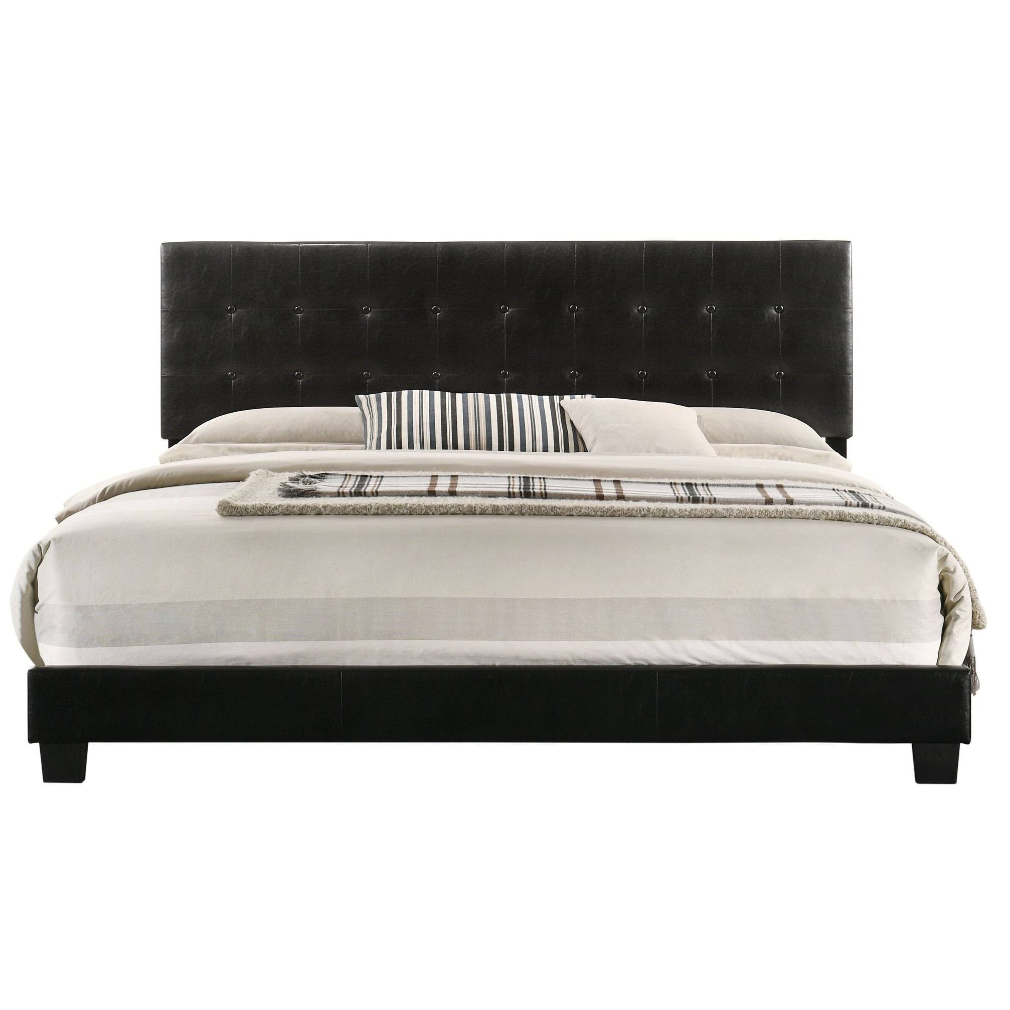 Black Faux Leather Twin Bed Q611795