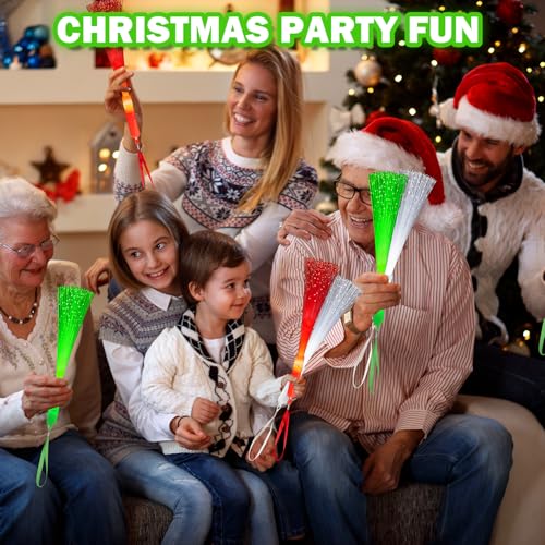 12 Pack Red White Green Fiber Optic Glow Sticks T81288