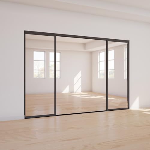Large 144"x80" 4 Pane Multi Sliding Glass Wall Room Divider with Aluminum Framed Clear Tempered Glass I8806