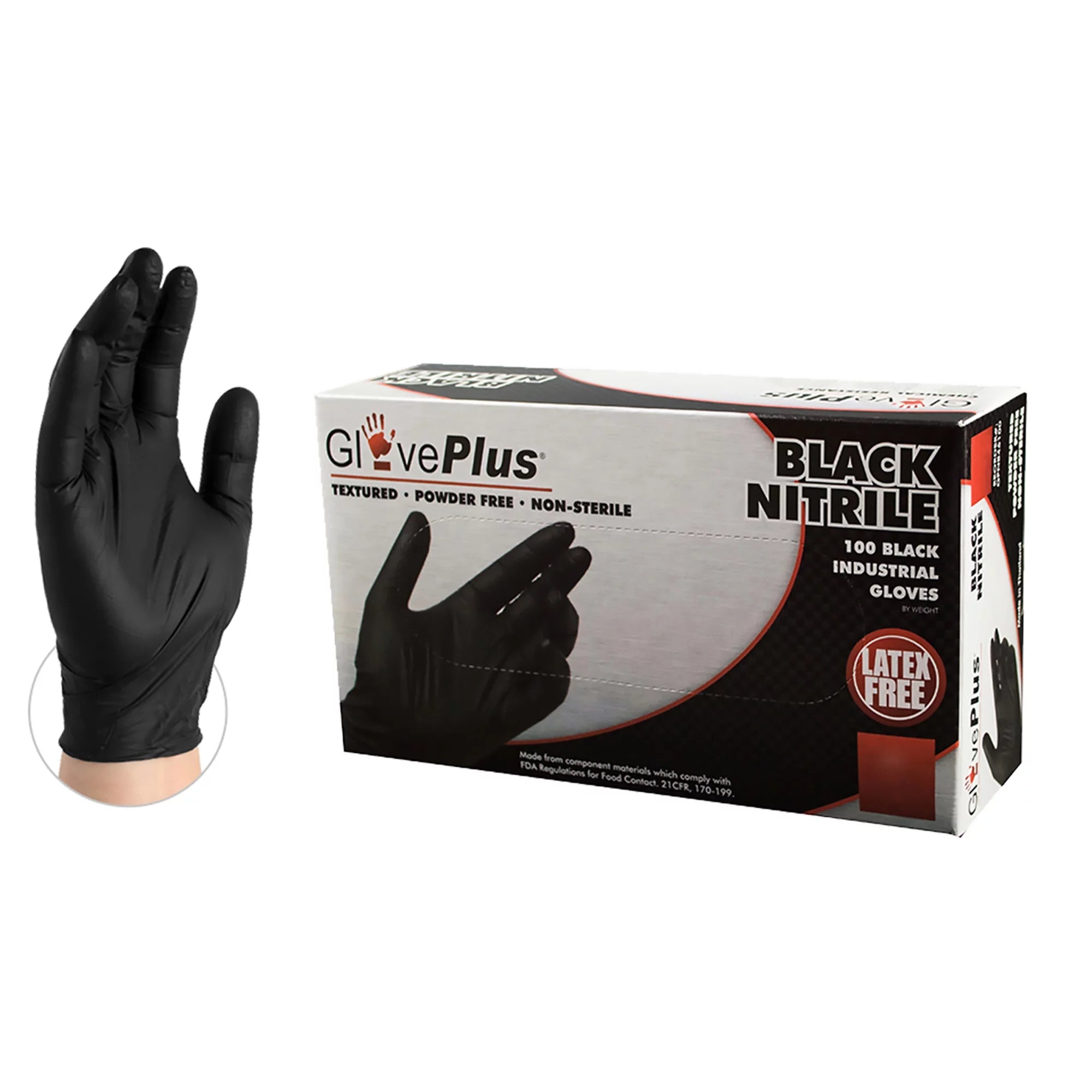 Large Black Nitrile Industrial Gloves, 1000 Per Case U396