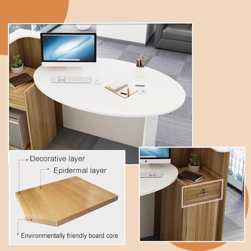White Oval Wooden Reception Desk L5576
