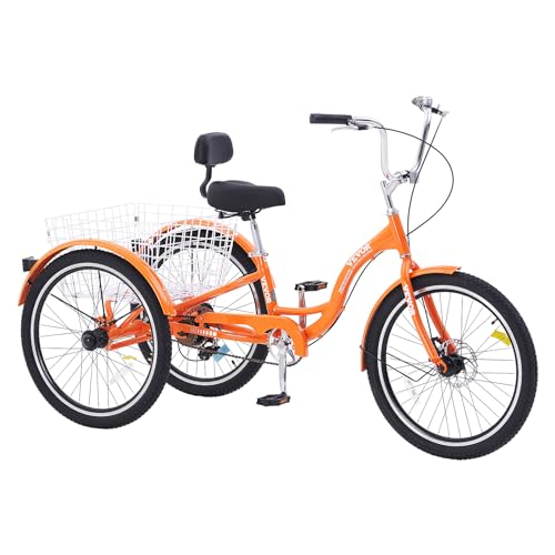 24 Inch Aluminum Alloy Three-Wheeled Tricycle (Orange) Y924796