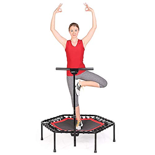 Blue/Green/Red Indoor Trampoline with Height Adjustable Bar Q55493