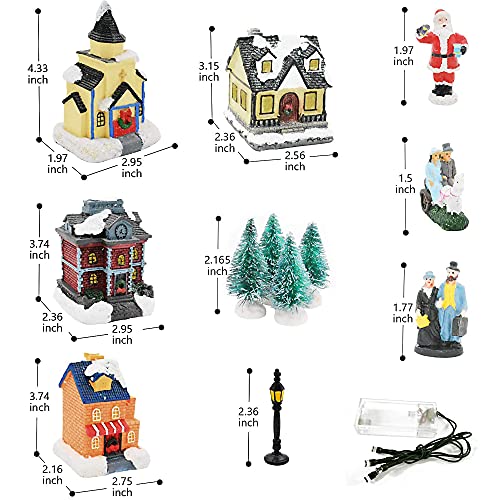 LED Lighted Christmas Village Houses with Figurines U1016
