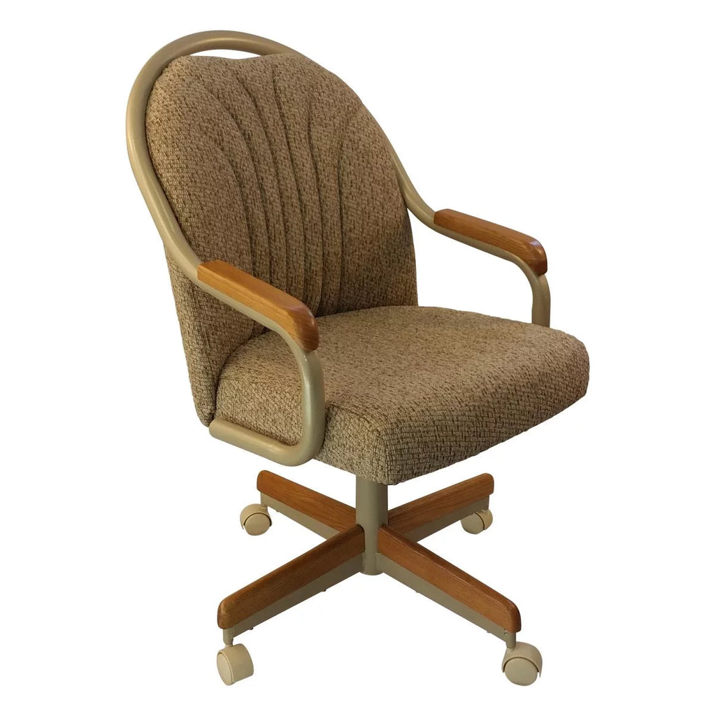 Swivel Tilt Caster Arm Chair in Wheat Tweed Fabric V506012