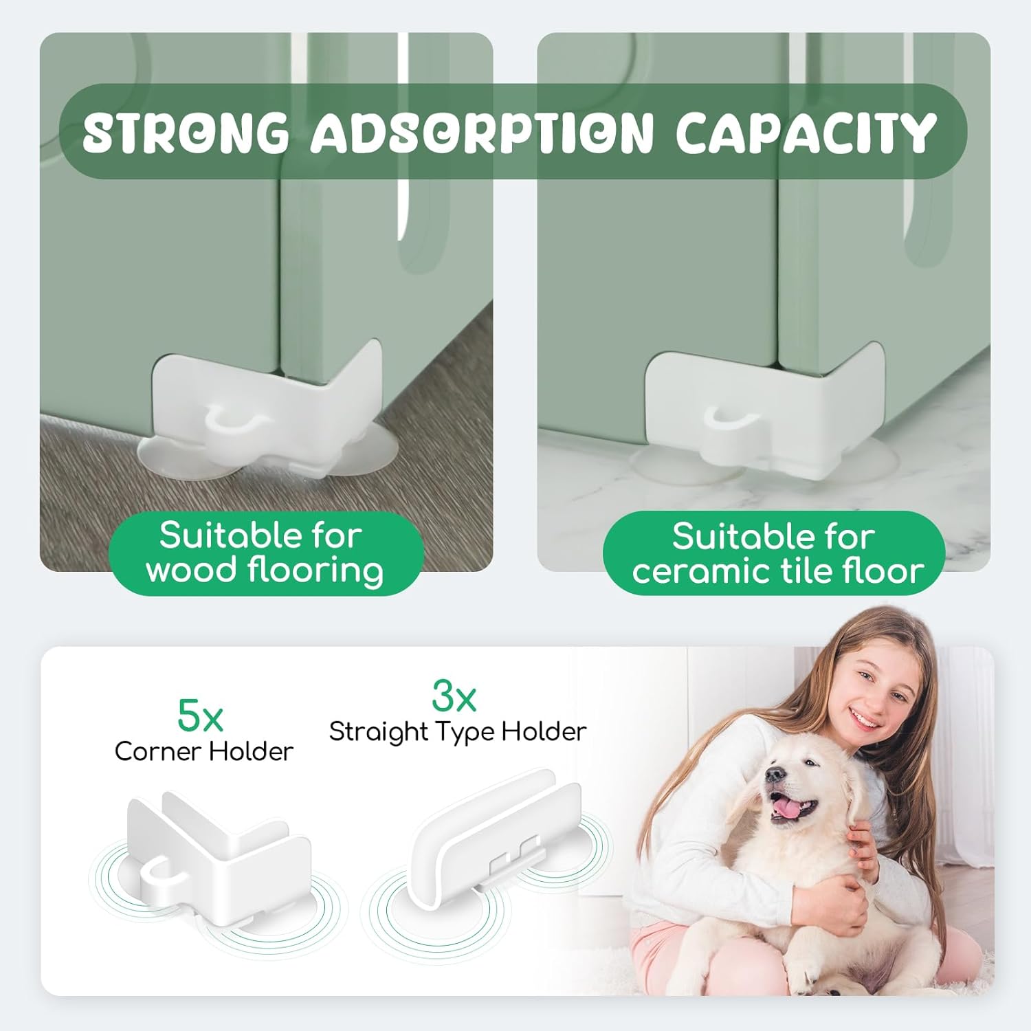 Green 6-Panel Plastic Dog Playpen G7597