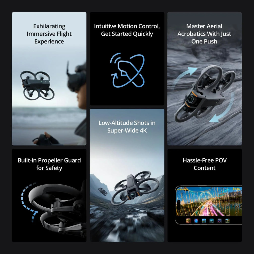 FPV Drone Fly More Combo (3 Batteries) with Camera 4K Includes Goggles 3 and RC Motion 3, Built-in Propeller Guard N384