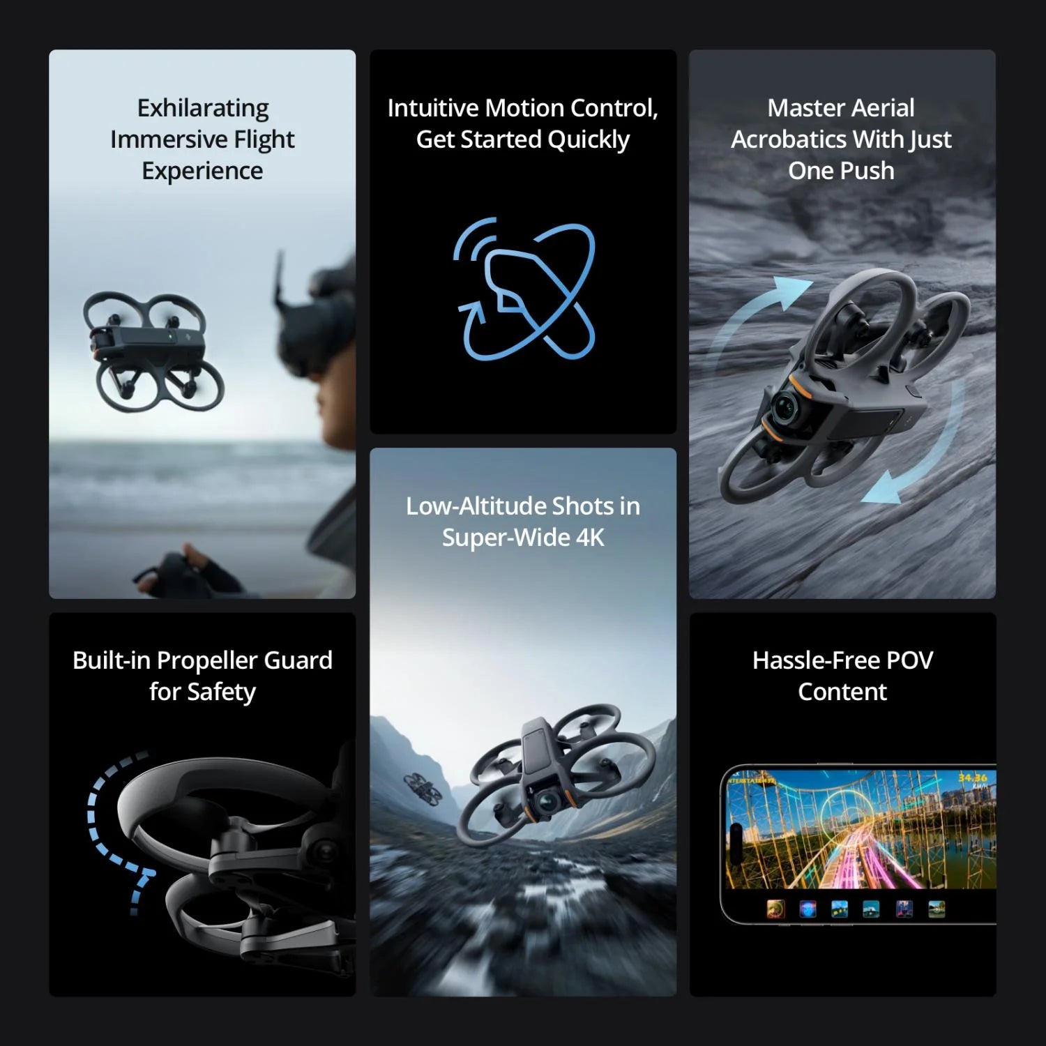 FPV Drone Fly More Combo (3 Batteries) with Camera 4K Includes Goggles 3 and RC Motion 3, Built-in Propeller Guard N384