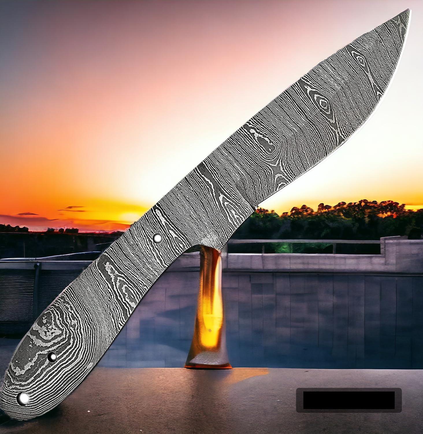 Damascus Steel Full Tang Blank Blade Knife U92648