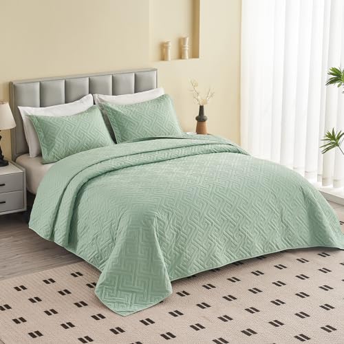 Oversized King Blue Reversible Lightweight Quilted Coverlet Set 1 Quilt 2 Pillow Shams Y418