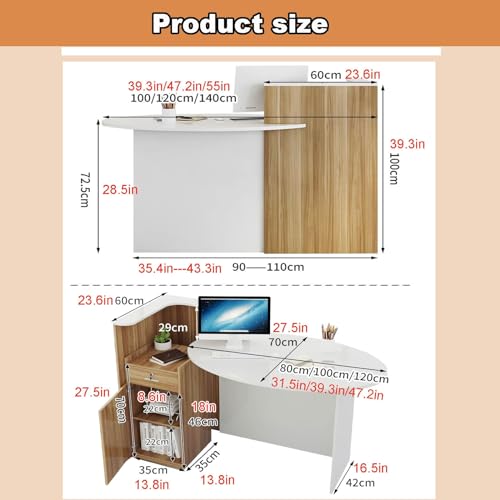 White Oval Wooden Reception Desk L5576