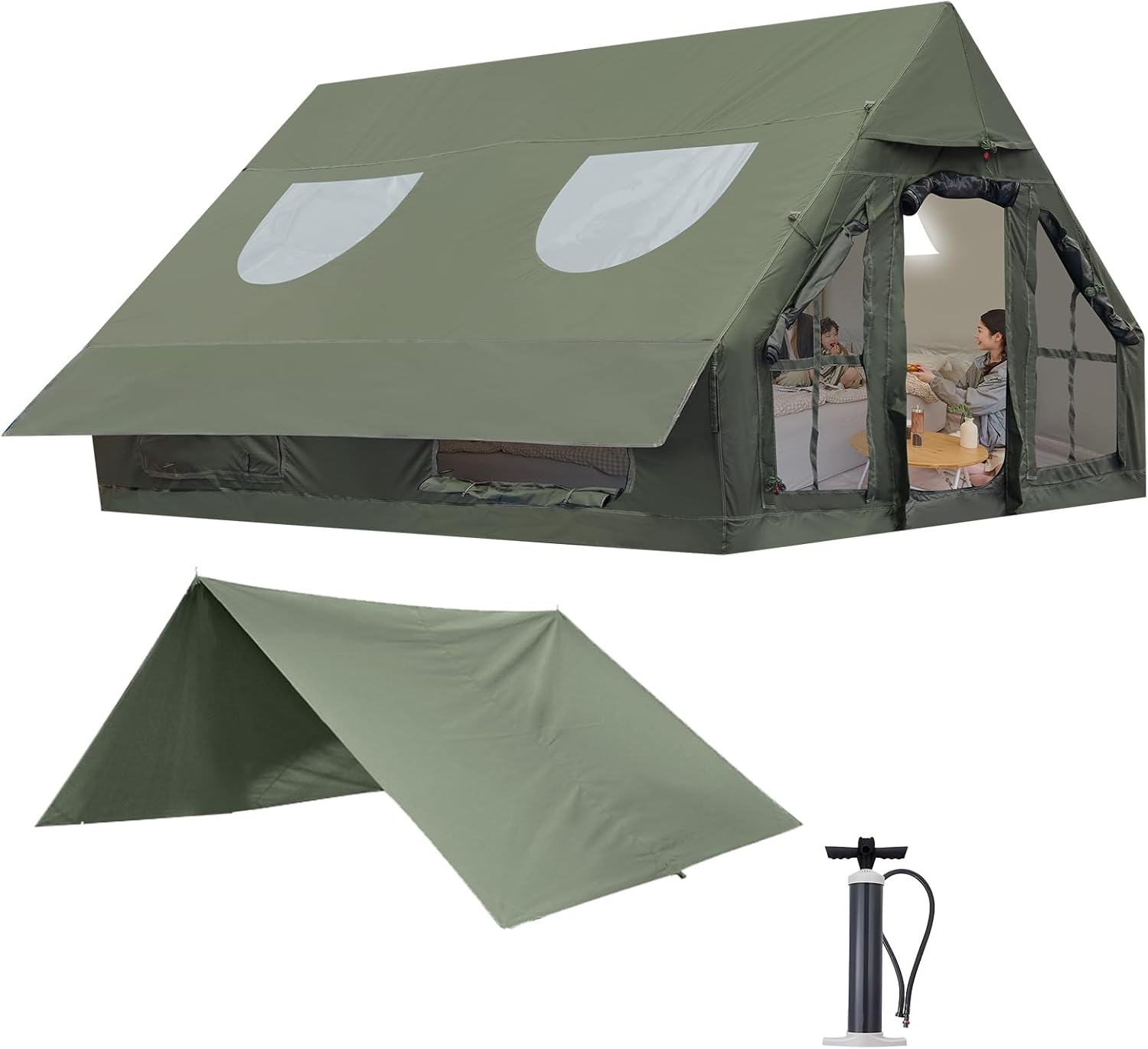 Inflatable Camping Tent with Pump, 4 Season, Waterproof Q9221