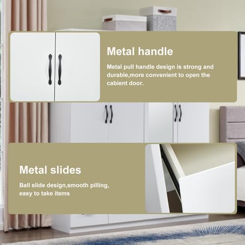 Gray Wood Armoire Wardrobe with 3 Drawers U997530
