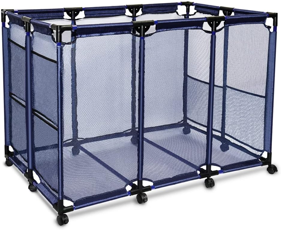 Blue Pack of 2 Rolling Pool Storage Cart with Nylon Mesh W441