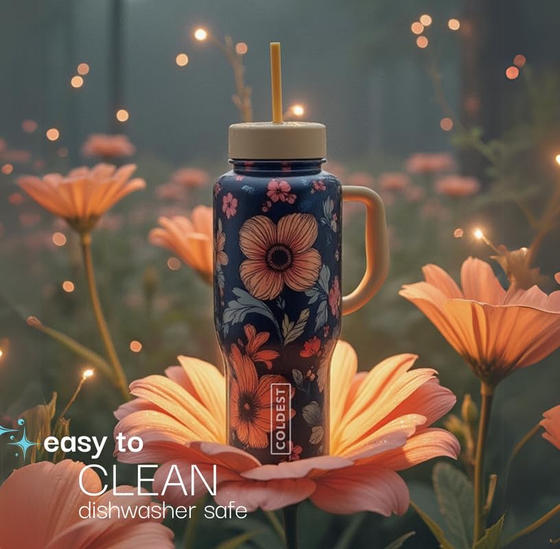 40 oz Stainless Steel Tumbler with Handle and Straw S65678
