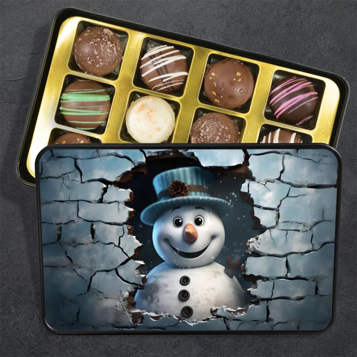 Christmas Snowman Chocolate Truffles Keepsake Tin G502271