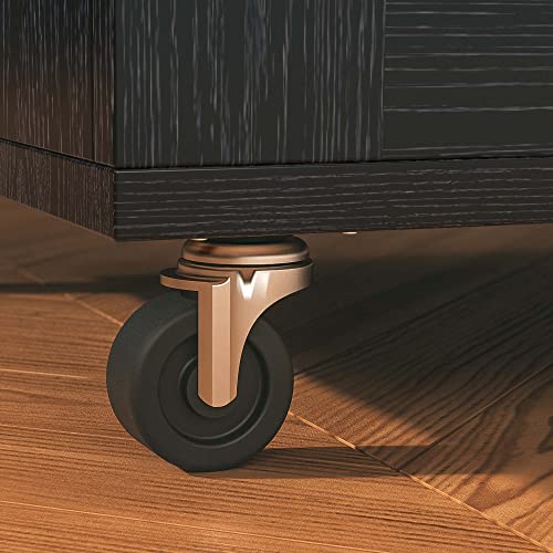 Black Rolling Kitchen Island Cart with Drop-Leaf Countertop, 3 Drawers, Rubberwood Top, on Wheels I767