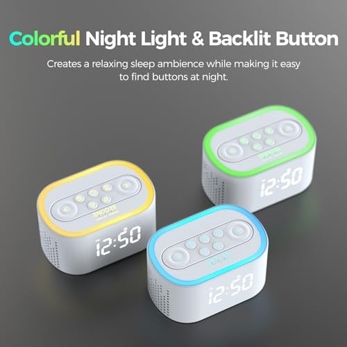 Blue Digital Alarm Clock with White Noise Sound Machine W693