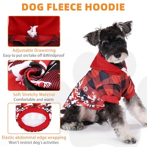 Red Plaid Dog Hoodie with Hat and Pocket U28472