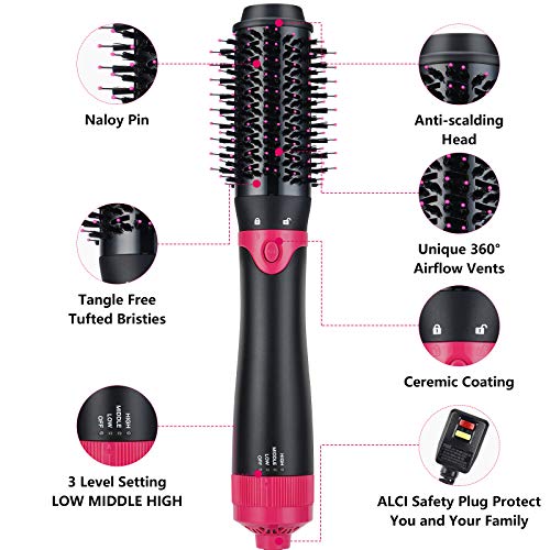 3 in 1 Ceramic Negative Ion Hair Dryer Brush with 3 Brush Heads B5289