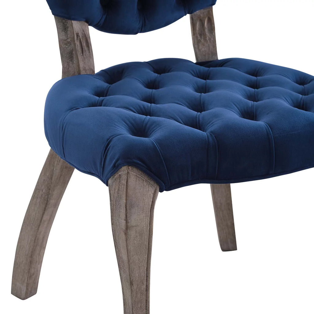 Navy Blue Velvet Wood Side Chair X7724