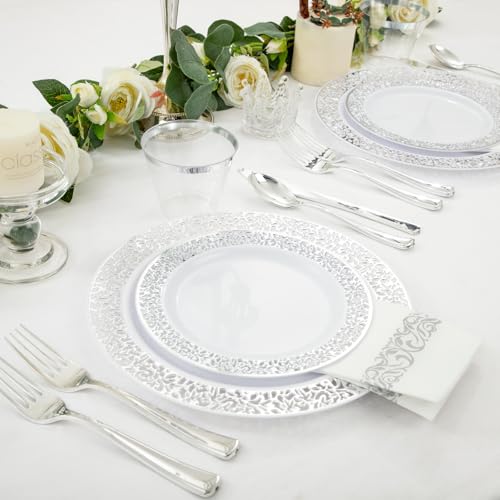 350pcs Silver Party Dinnerware Set B44653