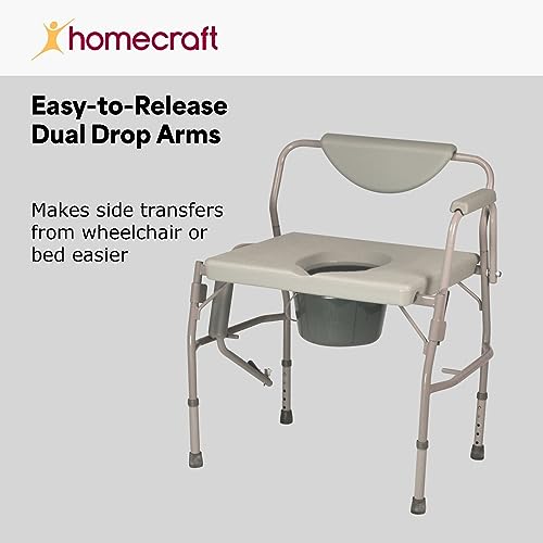 Bariatric Drop Arm Commode, 1000 Pound Weight Capacity, Adjustable Height I8031