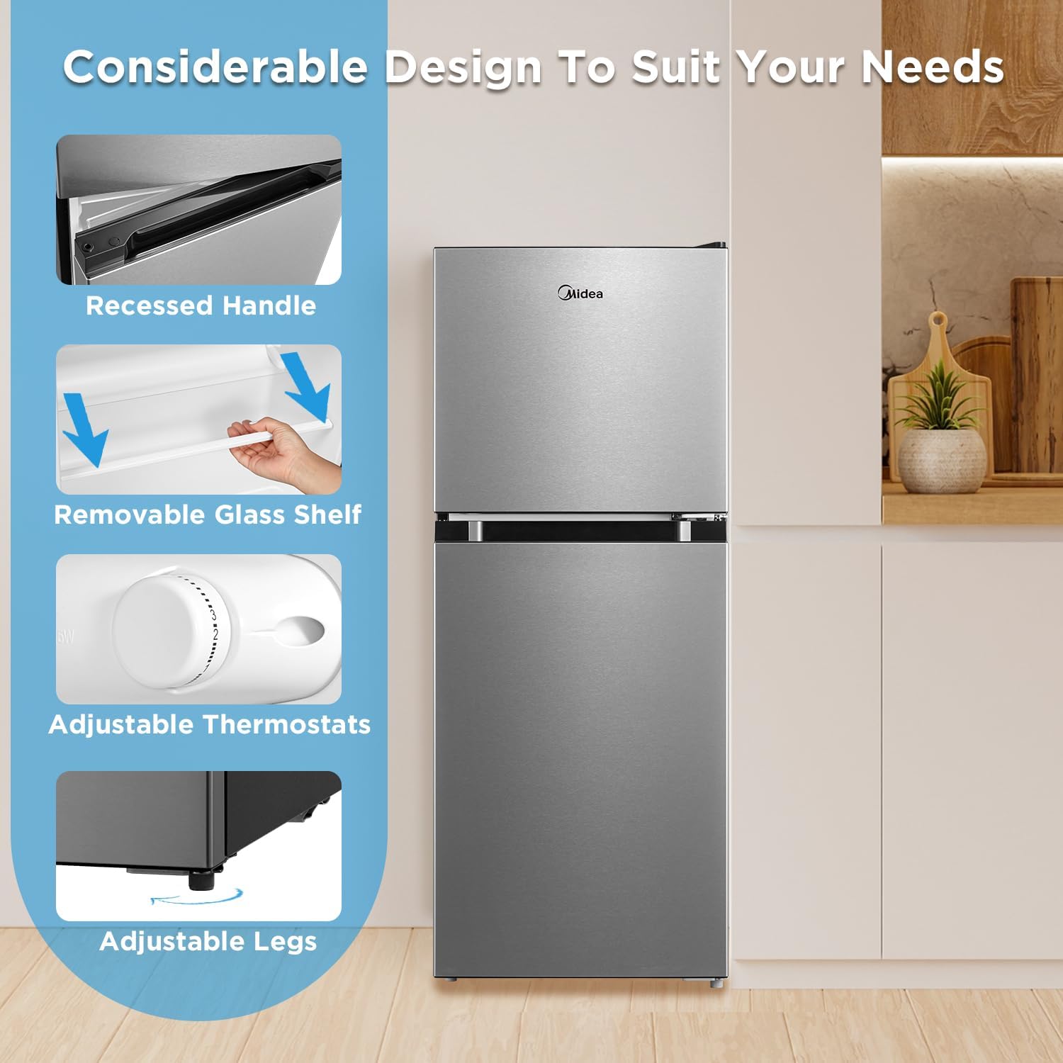 4.5 Cu Ft Double Door Stainless Steel Compact Refrigerator J1637