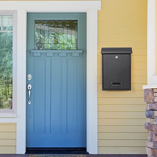 Black Wall Mounted Locking Mailbox with Key Lock L981112